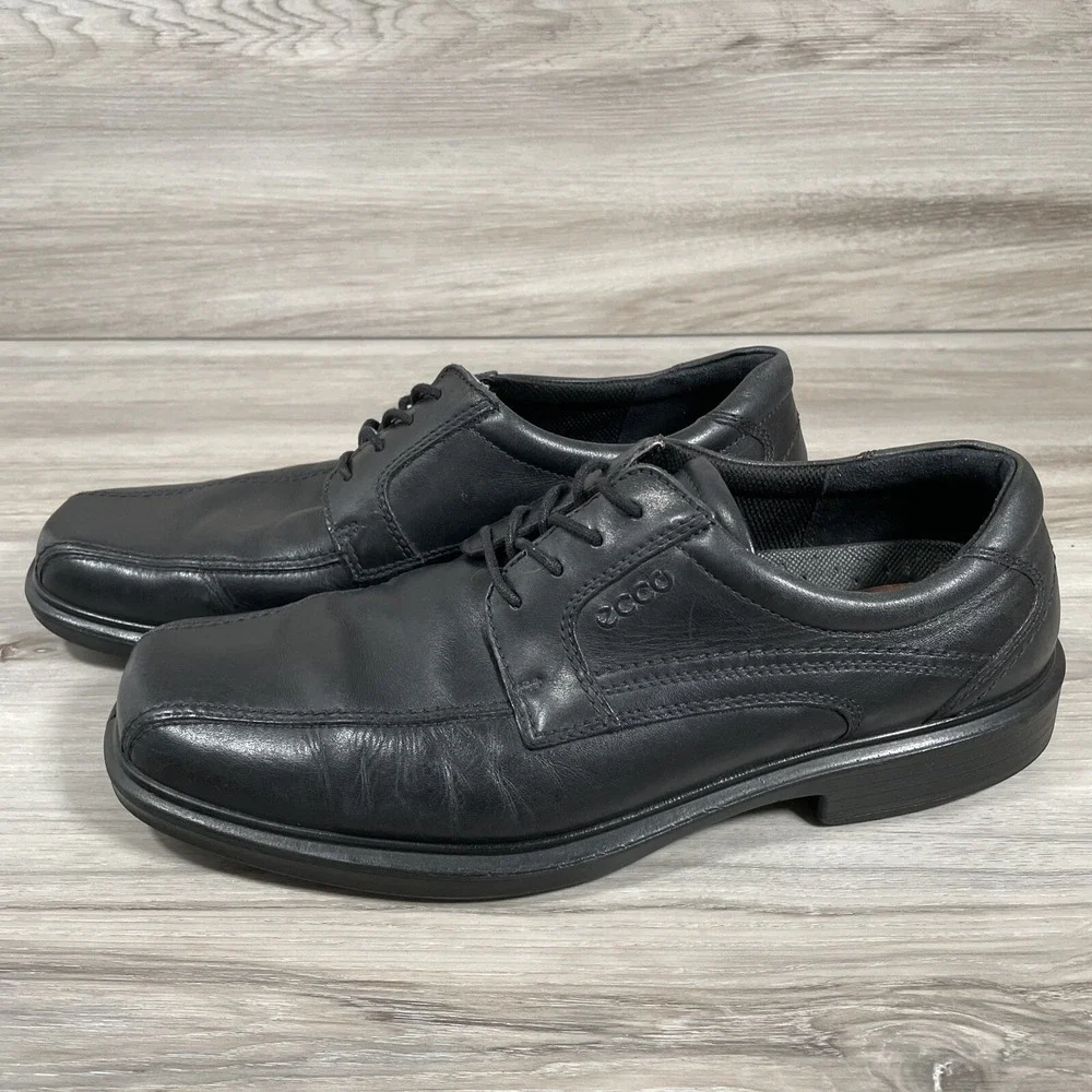 Ecco Helsinki Black Bicycle Toe‎ Tie Shoes Men Size 9/9.5 EU 43 Leather